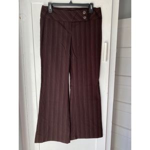 Medium brown with pinstripe bell bottoms for retro vintage look. Size 7